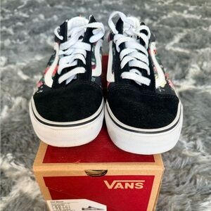 Vans Black Floral Low-Top Sneakers